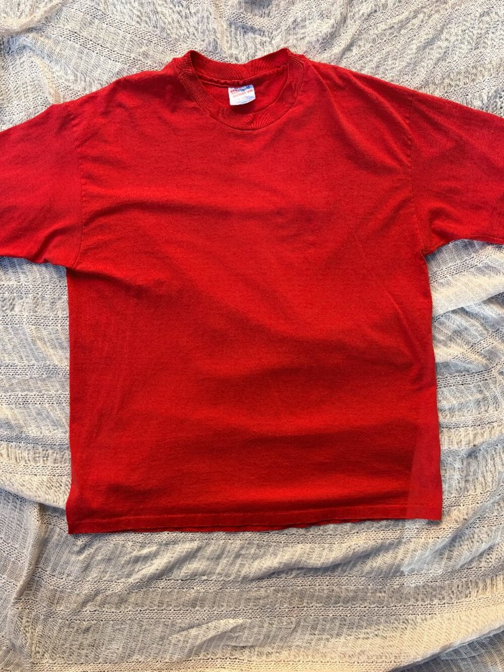 Vintage 90s Hanes Fifty Fifty Red Blank T Shirt XL Single Stitch Made USA